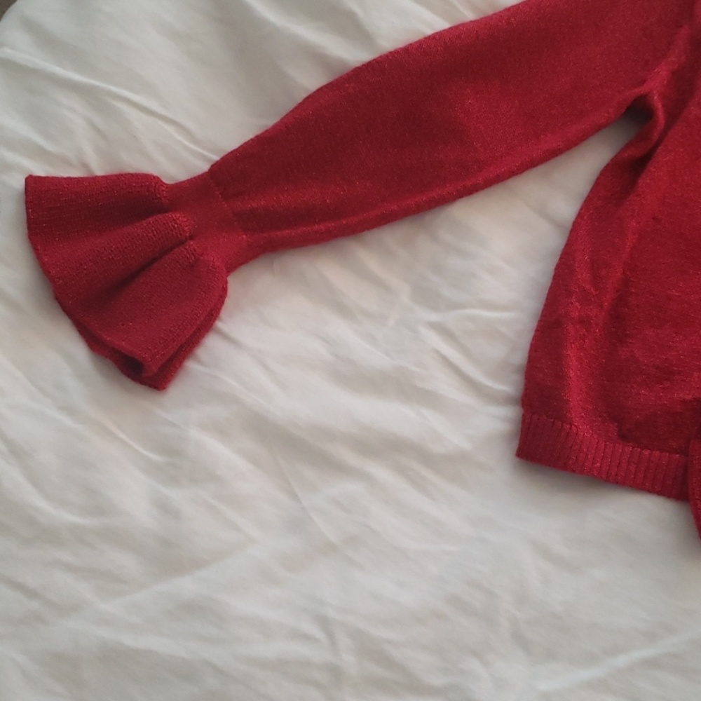 Red Ruffle Sweater - Picture 3 of 4